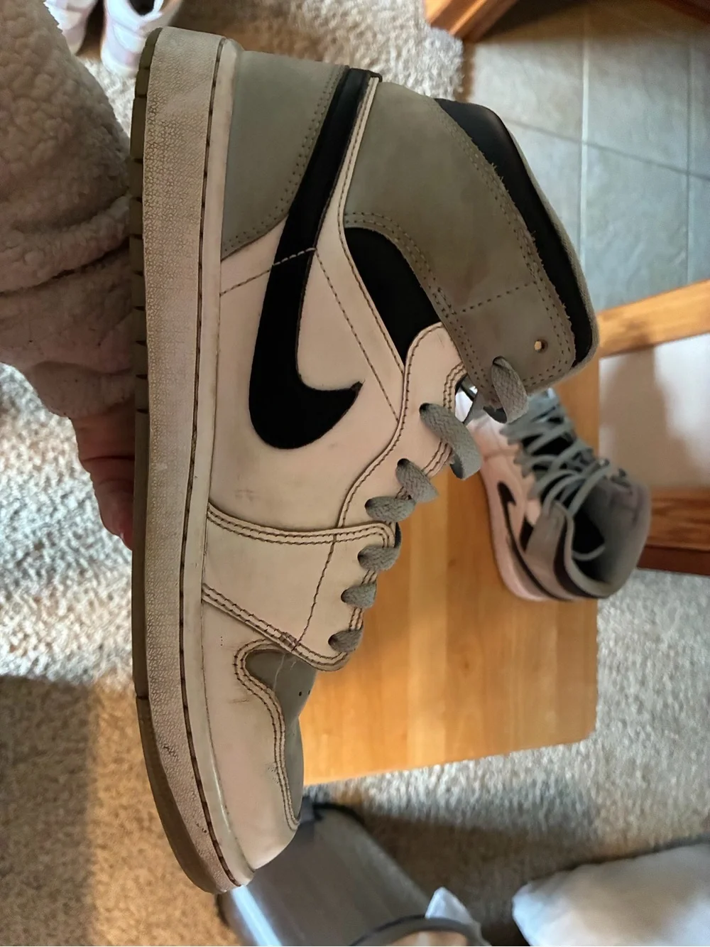 Nike Men’s High-Top Sneakers in White, Gray and Black